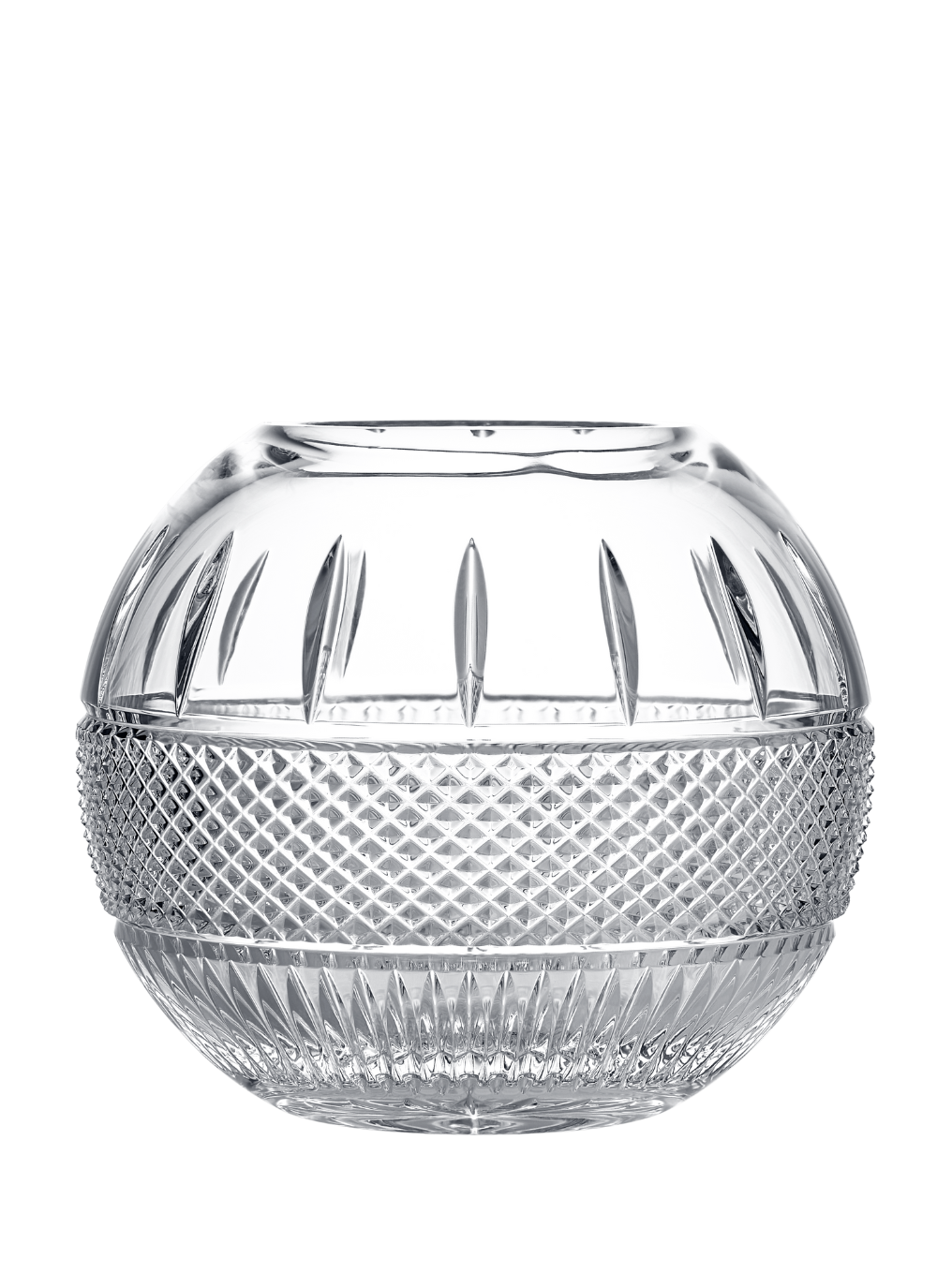 Waterford Crystal Irish Lace Rose Bowl, 8 inch clear crystal with hand-cut patterns inspired by Irish lace, perfect for floral arrangements or display